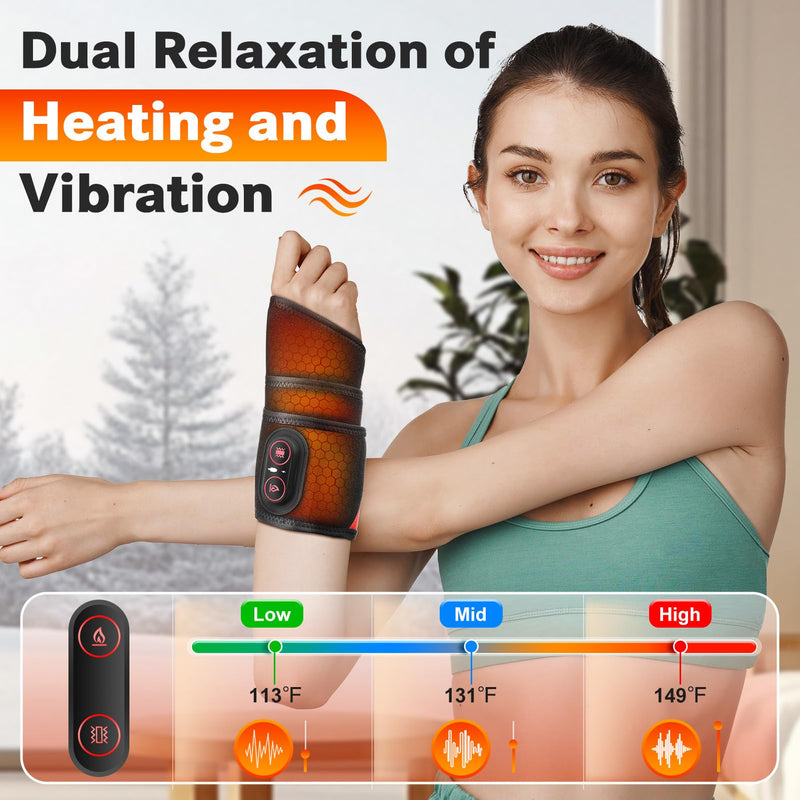 DREAMSOME Cordless Wrist Heating Pad, Wrist Massager with Heat & Vibration | FSA - HSA Eligible Heated Wrist Wrap, 3000mAh Rechargeable Battery, Heated Wrist Massager for Men Women, Gift for Parents