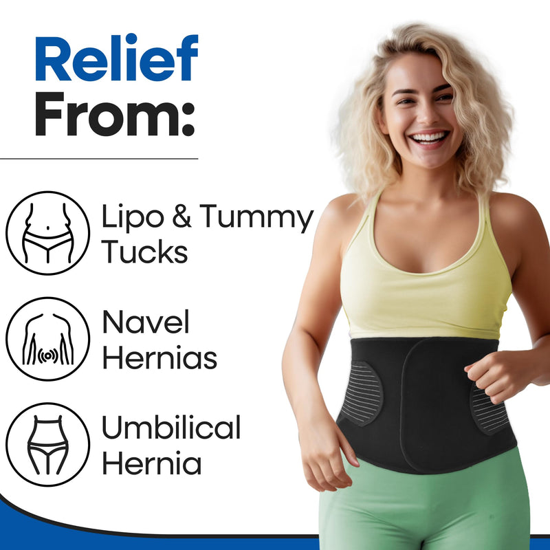 Hernia Belt for Men or Women - Plus Size Abdominal Binder Post Surgery Tummy Tuck Support Belts for Umbilical Hernias, Inguinal, Navel Belly Hernias, Hysterectomy, Postpartum Stomach Pad (Large/XL) Large / XL