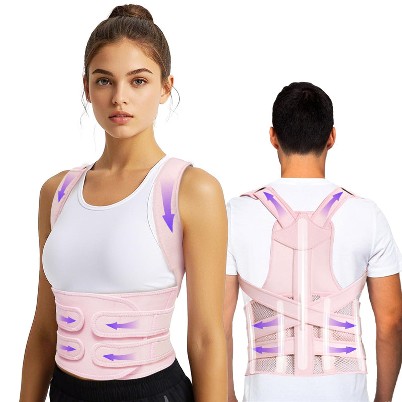 [Australia] - TEE-TEA Posture Corrector for Women & Men – Adjustable Back Support Brace for Neck, Shoulder & Spine Muscle Relief (Pink, Large) Pink 