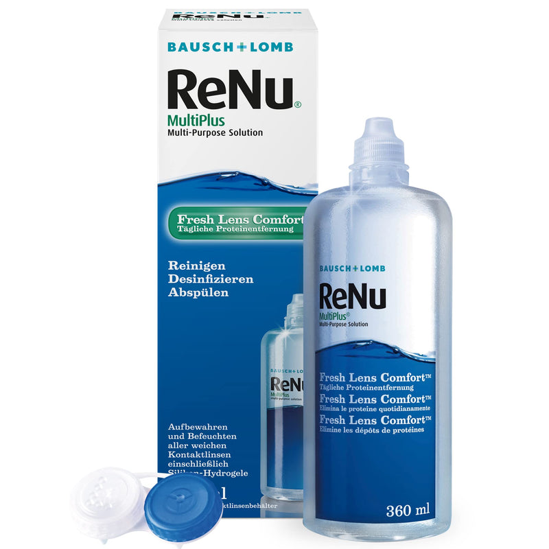 [Australia] - Bausch + Lomb ReNu MultiPlus contact lens care product combination solution, soft lenses, single bottle 1 x 360 ml, transparent New product - 3 languages 