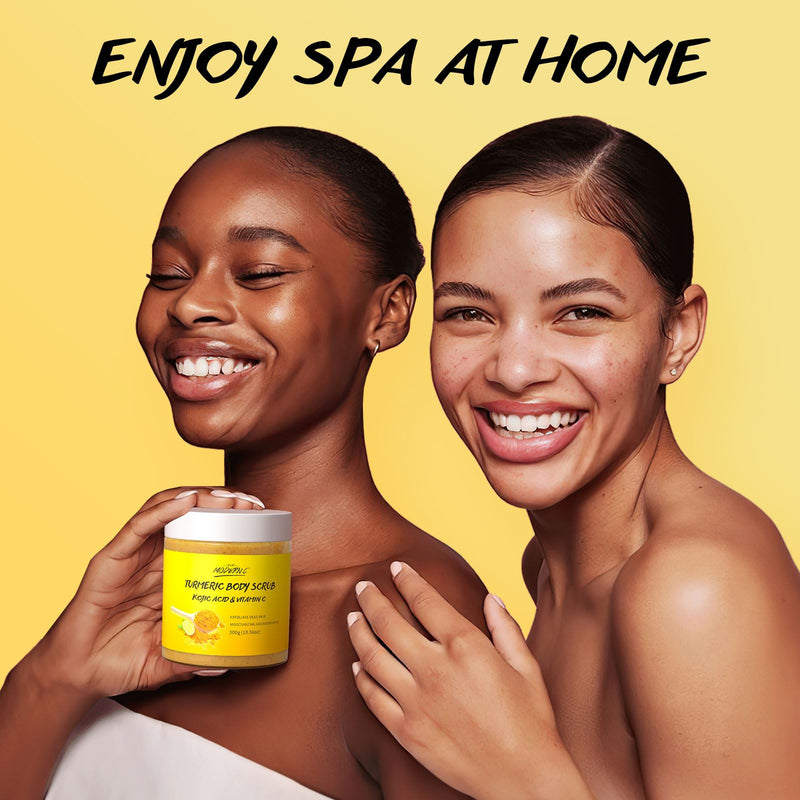 [Australia] - POP MODERN.C Turmeric and Vitamin C Body Scrub Remove Dead Skin Improve Dark Spots Acne Natural Organic Exfoliating Deep Cleansing Exfoliator for Body Butt Bikini Area Body Care with Loofah 