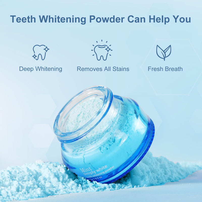 [Australia] - 2 PCS Teeth Whitening Powder, Fast Stain Removal, Dentist-Recommended for Sensitive Tooth, Enamel Safety, Effectively Removes Coffee, Wine, and Tobacco Stains, Mint Fresh Breath 2 PCS 