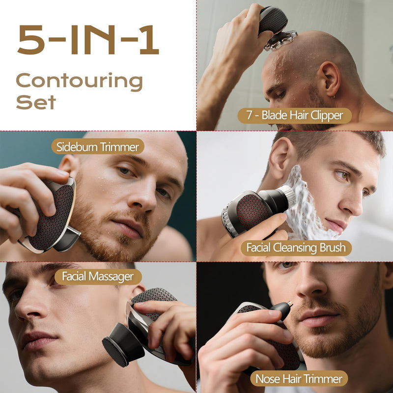 [Australia] - 7D Head Shavers for Bald Men, Water Proof Electric Razor for Men with LED Display, Detachable Wet/Dry Anti-Pinch Head Shavers, Shaving Grooming Kit for Balder, Perfect for Home & Travel 