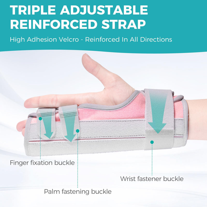 Trigger Finger Splint,Hand Brace with Finger Support,Right or Left Adjustable Hand Brace - Straightening for Trigger Finger, Injury, Fracture(PINK) pink