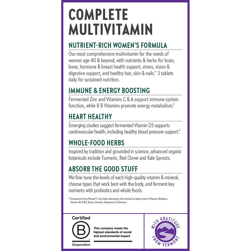 New Chapter Women's Multivitamin 40+ Advanced Formula for Heart, Hormone, Immune & Energy Support, Higher Levels of Whole-Food Fermented B Vitamins +D3, Made with Organic Non-GMO Ingredients, 96 Count 96 Count (Pack of 1)