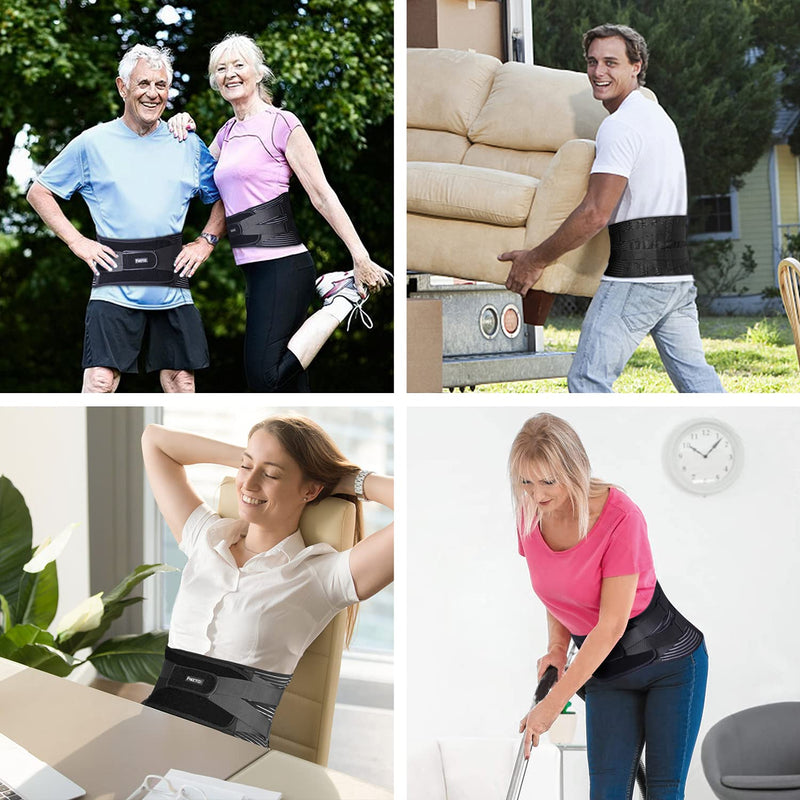 [Australia] - FREETOO back bandage with support struts, adjustable tension straps and breathable nylon fabric, ideal for work protection, relieves the strain on the back muscles and for posture correction, L (waist 95-115 cm). 