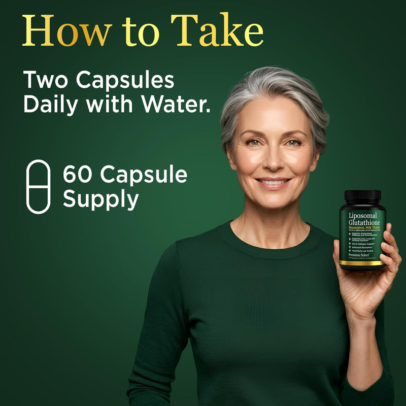 Liposomal Glutathione Capsules with Resveratrol & Milk Thistle Supplement for Men and Women - L-Glutathione - 60 Capsules, Third Party Tested, Made in USA