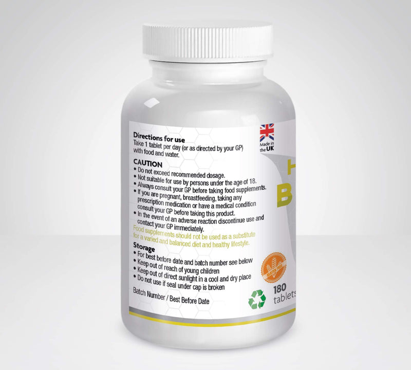 Vitamin B Complex 180 Tablets 6 Month Supply Contains 8 B Vitamins in 1 Tablet, Vitamins B1, B2, B3, B5, B6, B12, Biotin & Folic Acid High Strength Vegan & Gluten Friendly Made UK Futurevits