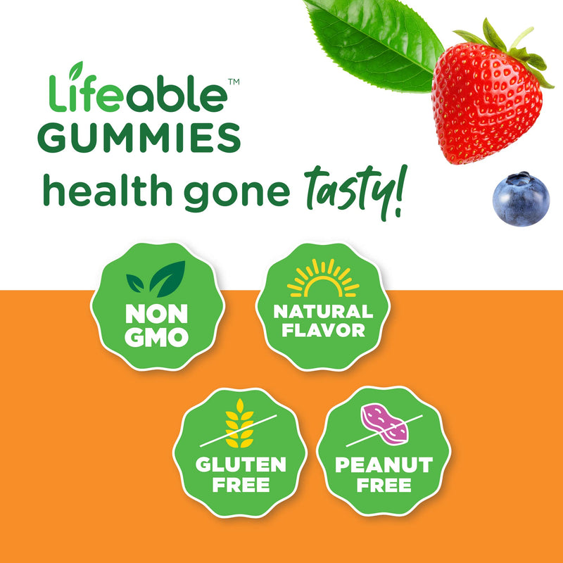 Lifeable Calcium with Vitamin D Kids + Iron & Vitamin C Kids, Gummies Bundle - Great Tasting, Vitamin Supplement, Gluten Free, GMO Free, Chewable Gummy