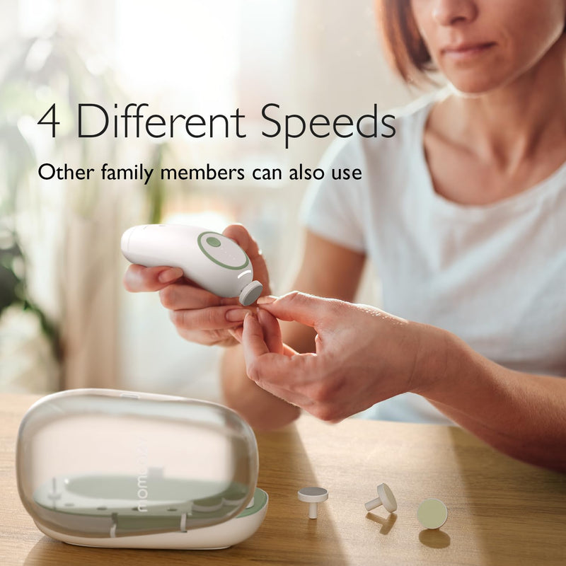 [Australia] - Momcozy Baby Nail File Electric, Gentle Baby Nail Trimmer Electric, Baby Nail Clipper with Night Light, 7 Grinding Head Replacement Pads, Green Electric Nail Trimmer 