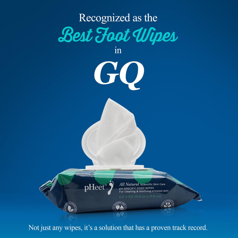 pHeet® Foot Wipes All-Natural Antifungal & Antibacterial Formula 72ct | Cleanses, Moisturizes, Prevents & Kills Athlete's Foot, Toenail & Foot Fungus, Odor & Improves Dry, Cracked, Flaky Skin