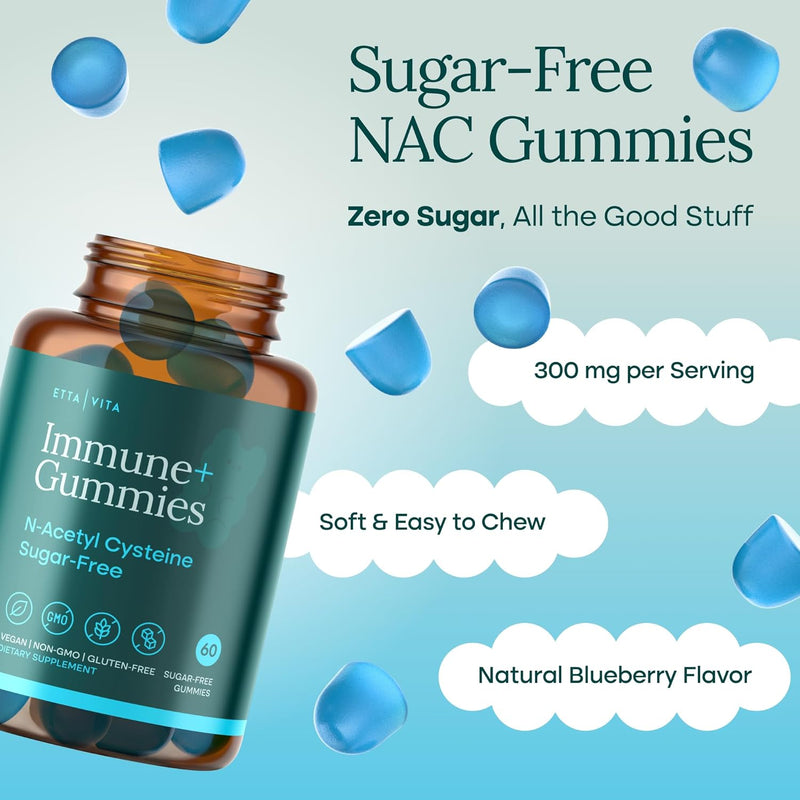 [Australia] - World's First Sugar-Free NAC Gummies, N-Acetyl Cysteine Supplement (MCT-Oil Coated for Absorption) NAC Supplement for Respiratory Health, Liver Detox & Cleanse, Kidney, Antioxidant Support, Vegan 60ct NAC Detox 