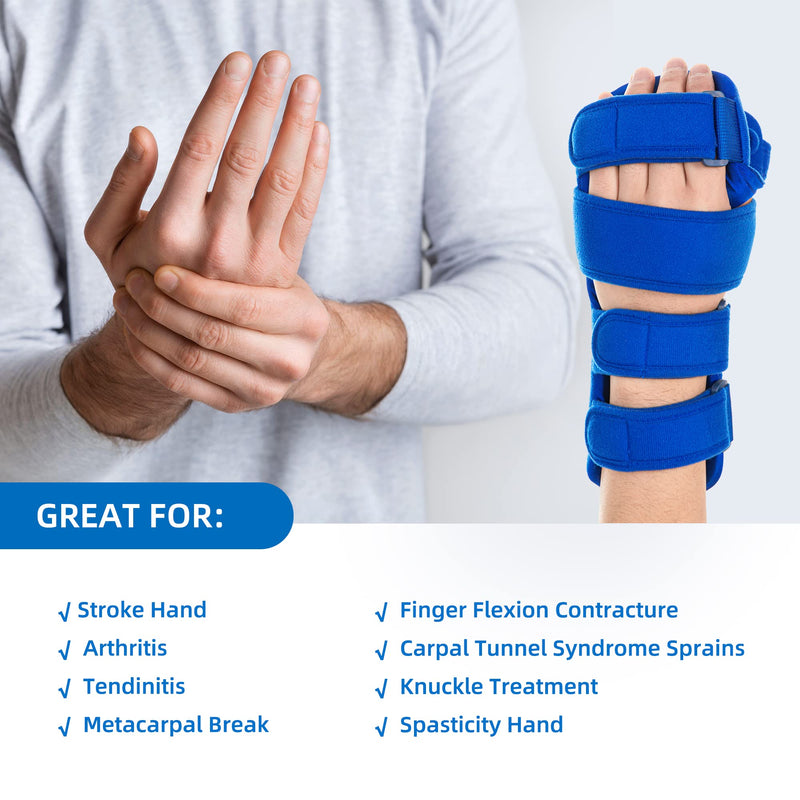[Australia] - Fanwer Resting Hand Splint, Stroke Hand Therapy Equipment for Stroke Recovery Patients, Carpal Tunnel Syndrome, Arthritis, Tendinitis, Metacarpal Breaks Medium Right 
