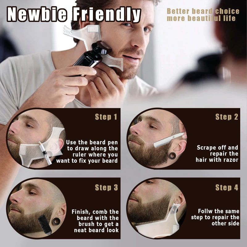 [Australia] - Noerrors White hairdressing pencil for lining the hairline and shaping the beard - Magic hairdressing chalk for hairdressing drawings and contours with sharpener, ruler and brush in set for men 01 