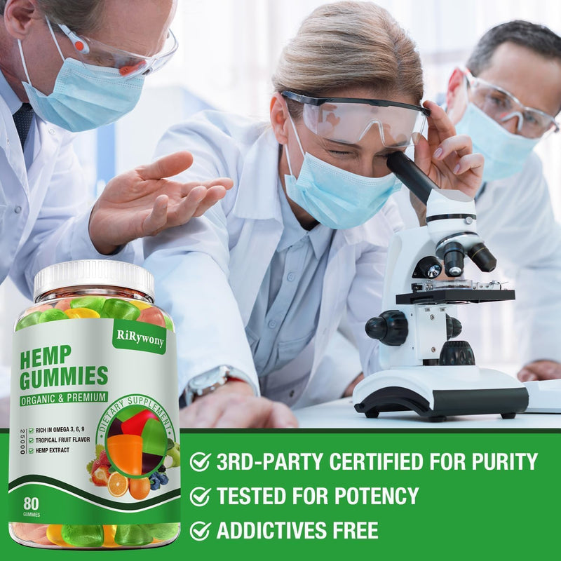 Hemp Gummies for Sleep, Pain, Anxiety 3 Packs, High Potency Edible Gummies Extra Strength Organic Hemp Oil Extract Vegan Bear Gummy - 240 Counts Candy