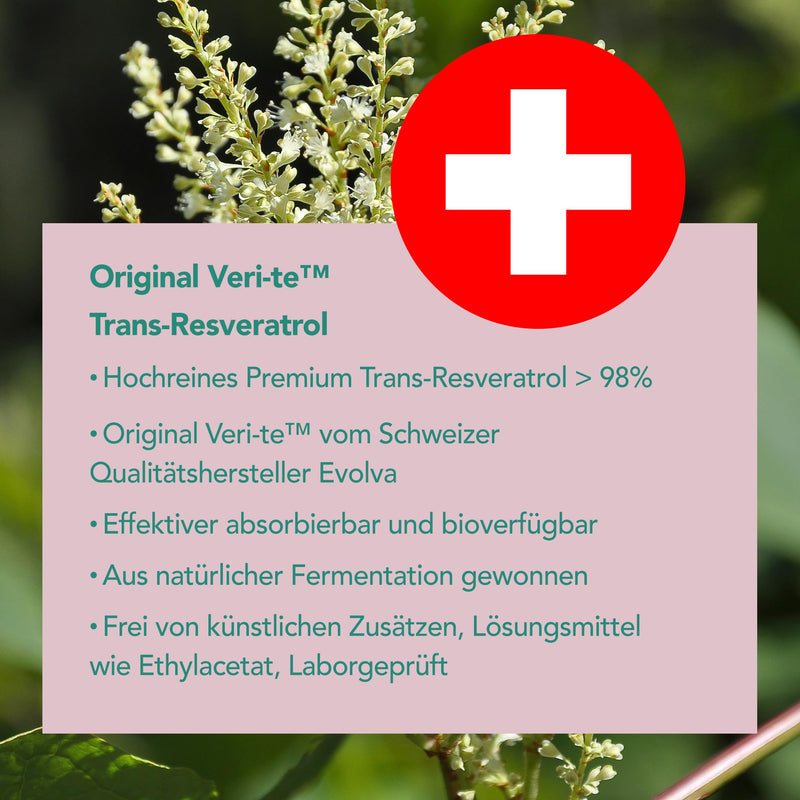 [Australia] - MONO® Trans-Resveratrol high dose | 500mg bioactive trans-resveratrol (Veri-te™) from Switzerland per capsule | Premium quality from DE | 98% Trans-Resveratrol - Vegan 1 x 60 capsules 