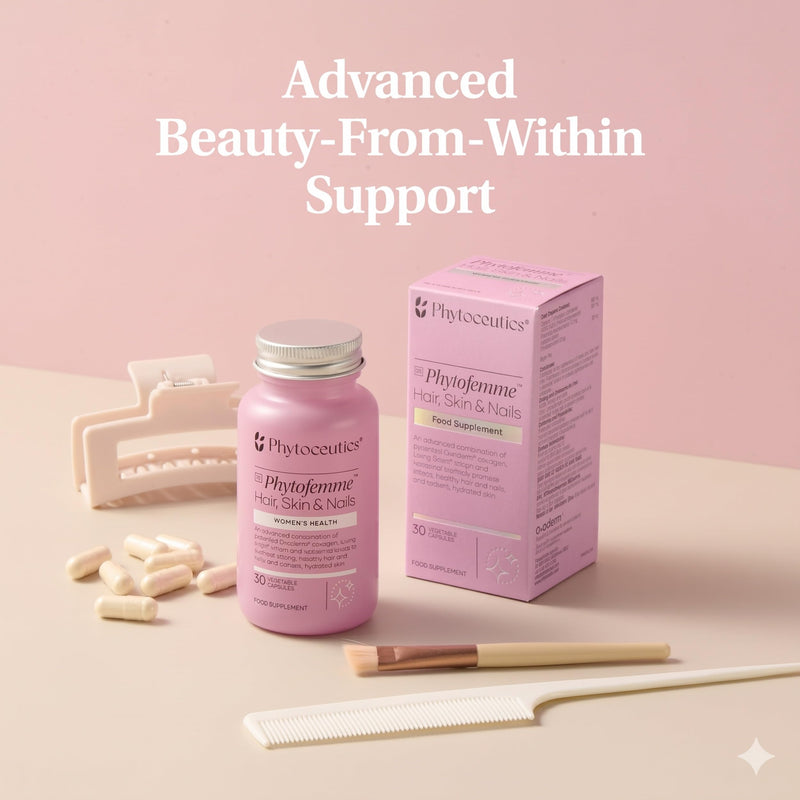 Phytoceutics Phytofemme™ Hair, Skin & Nails – Advanced Beauty Support for Women – with Ovoderm®, Living Silica® & Liposomal Biotin – Supports Hair Growth, Skin Hydration & Nail Strength – 30 Capsules