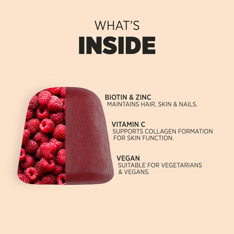 Hair Skin and Nails Vitamins | 5000mcg Biotin | Hair Growth Vitamins | with Added Zinc, Vitamin C, E & More! 60 Vegan Gummies | Supplement for Women and Men | by Horbaach