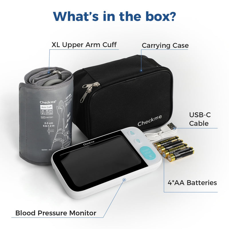 [Australia] - Checkme Blutooth Blood Pressure Monitors for Home Use, Blood Pressure Machine with Dual-Display, Extra-Large Adult Cuff, 500 Readings, Voice Broadcast - Automatic BP Monitor with Bluetooth 