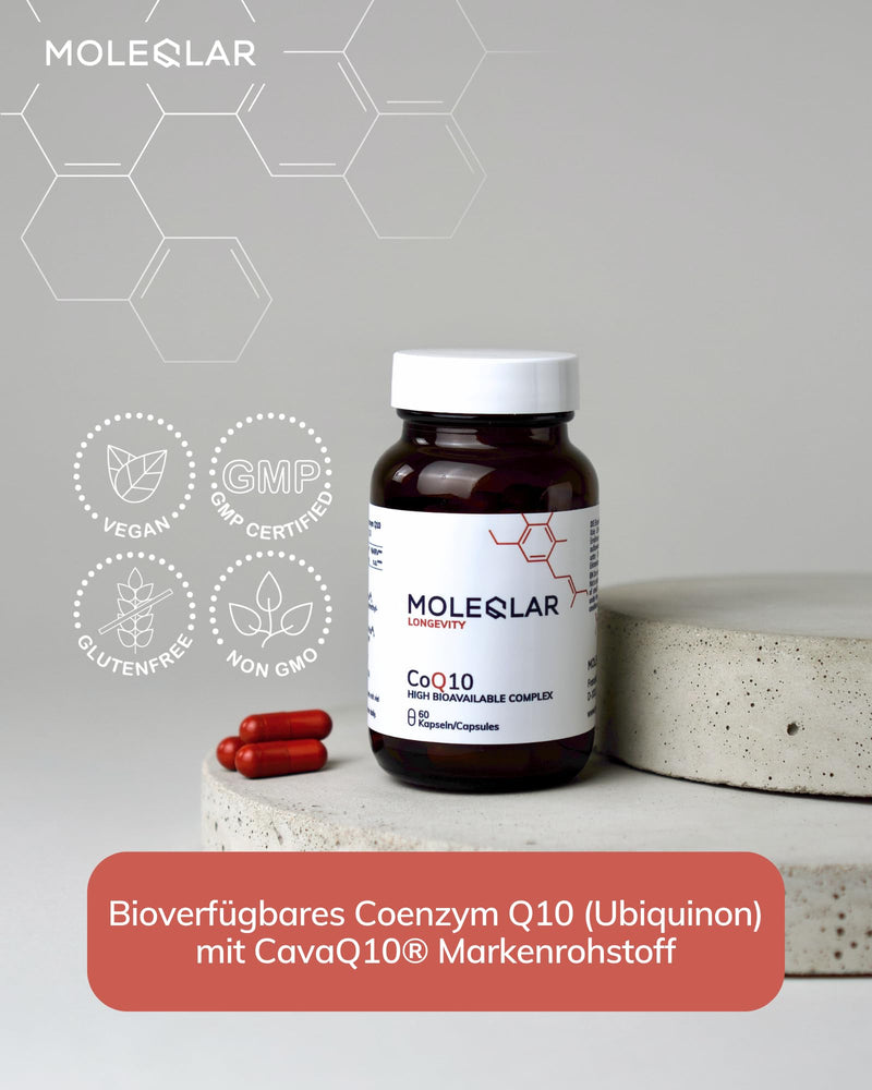 MoleQlar Coenzyme Q10 Capsules Pack of 60, Dietary Supplement with Ubiquinone from Fermentation, Capsule Form for Convenient Daily Use, Suitable for 30 Servings, Easy Daily Supplement Intake
