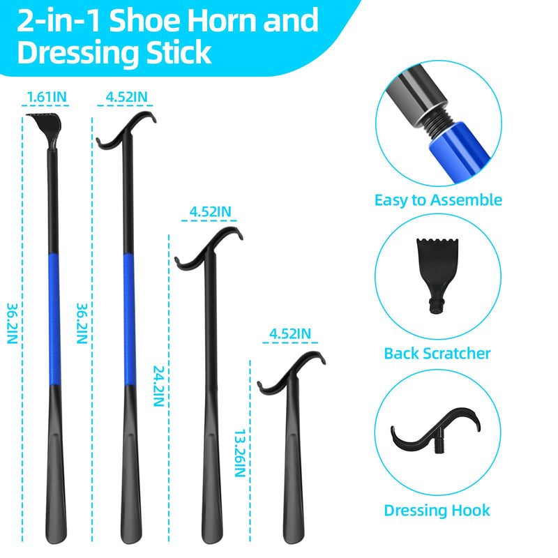 [Australia] - Sock Aids for Putting On Socks, Sock Assistant Device No Bending for Easy Dressing, Sock Helper Tool with Adjustable Extended Shoe Horn Long Handle, Back Scratcher for Seniors, Disabled, Pregnant 