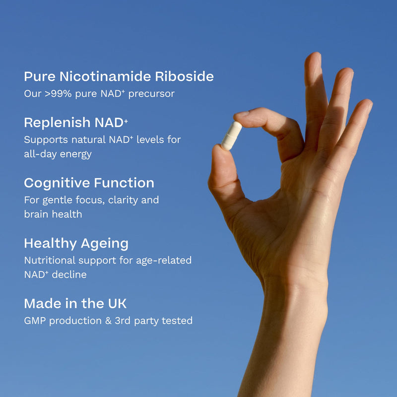 Nicotinamide Riboside NAD Supplement | 120 Capsules x 300mg | >99% Purity | High-Strength NAD⁺ Precursor for Fatigue Reduction, Cellular Energy & Healthy Ageing | Made in the UK
