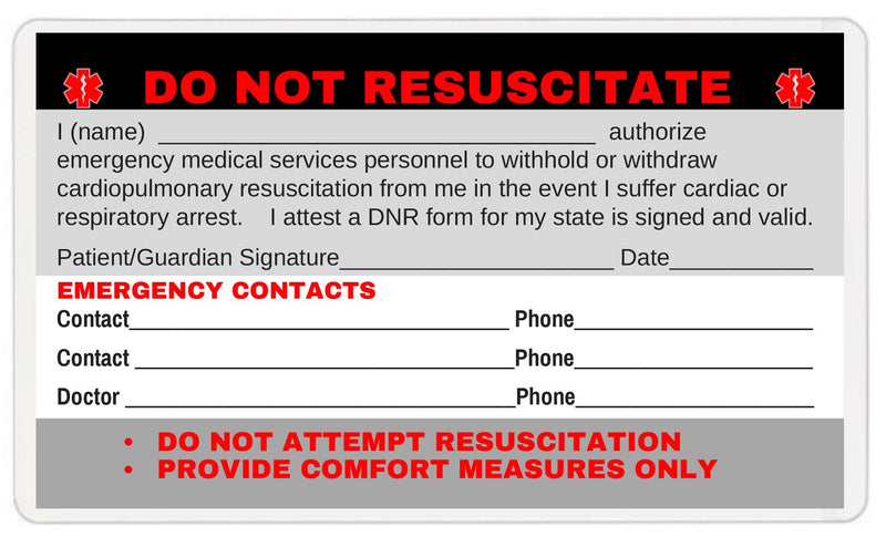 [Australia] - DNR Do Not Resuscitate Wallet Card (DNR-101) Quantity: (2) 2 