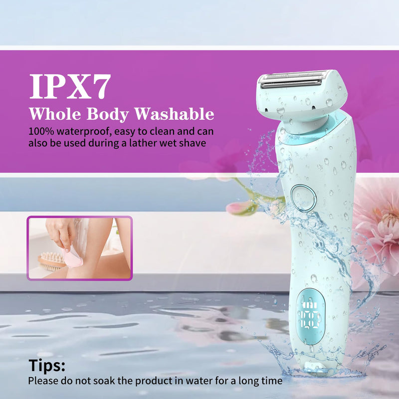 [Australia] - Glide Pro 3.0 Razor for Women, Livora Electric Shaver for Women, Silk Glide Pro Shaver, 2 in 1 Wet & Dry Waterproof Electric Shaver with Removable Head for Leg Arm Underarm Bikini Area (Blue) 