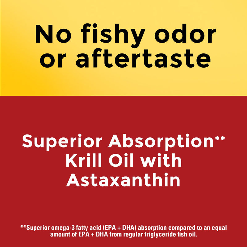 [Australia] - Nature Made Superior Absorption Krill Oil 500mg with Astaxanthin and Phospholipids, Omega 3s for Heart Health Support, 100 Softgels, 100 Day Supply 