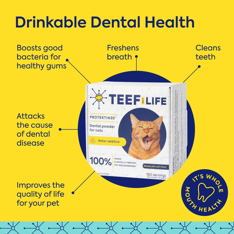 Protektin30 Plant-Derived Prebiotic Dental Powder for Cats, Daily Dental Care, Clinically-Proven Formula Naturally Fights Plaque and Tartar, Kit with 30 Servings Dental Kit (30 Servings) - PawsPlanet Australia