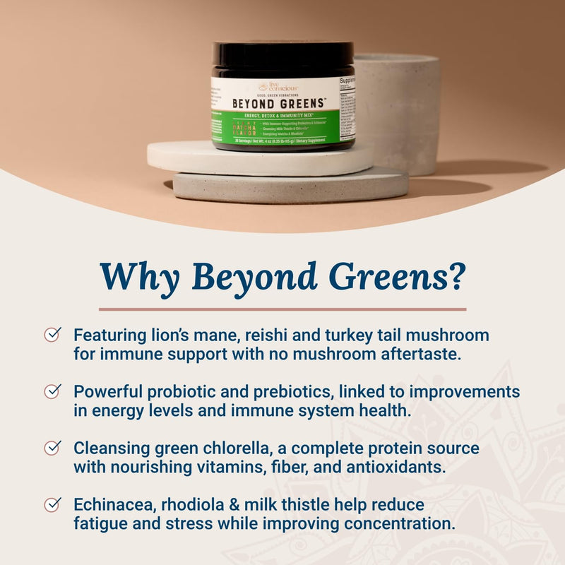[Australia] - Live Conscious Beyond Greens Concentrated Superfood Powder - Matcha Flavor w/Chlorella, Echinacea, Probiotics for Immune Support & Energy - 30 Servings (2-Pack) 4 Ounce (Pack of 2) 