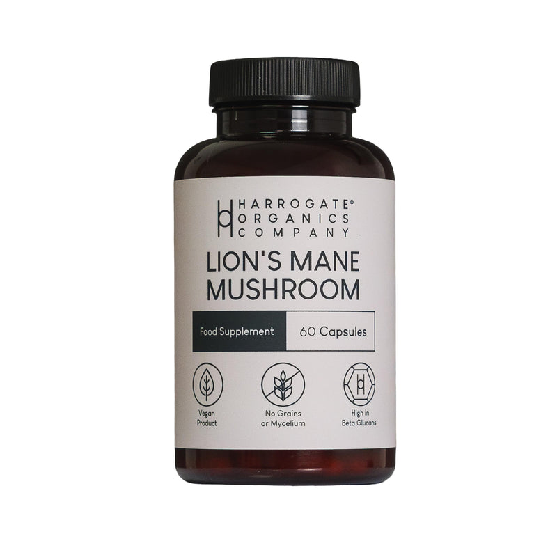 Harrogate Organics Lion's Mane Mushroom Supplement 60 Capsules - Natural Nootropic for Cognitive Boost, Memory Support & Mental Clarity