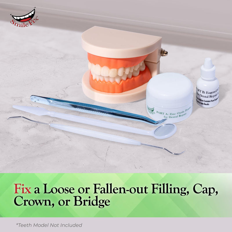 [Australia] - BF Products SmileFix Filling, Cap, Crown & Bridge Dental Repair Kit - Sturdy Zinc Oxide & Eugenol Oil Cement - Temporary Teeth Fix - Glue for Crowns & Bridges - Tooth Repairs - Smile Confidently 