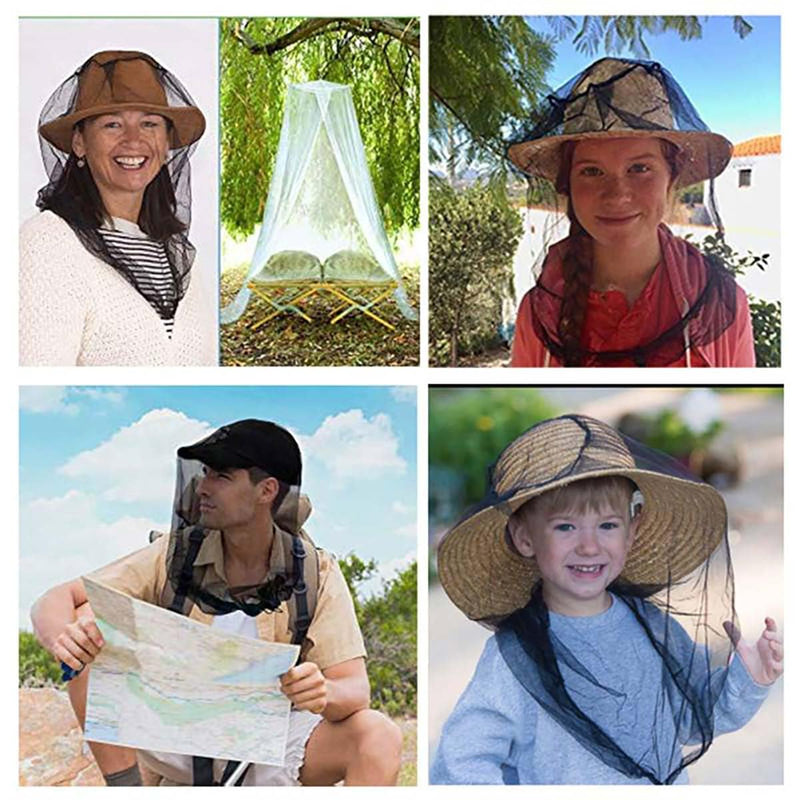 [Australia] - Pack of 2 mosquito net head for insects with carrying bag, head net face mesh head cover for outdoor, mosquito net hat for fishing, mosquito head net insect net for head, mosquito protection jungle 