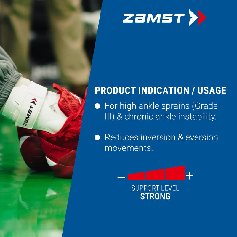 [Australia] - Zamst A2-DX White Ankle Brace for Sports - Breathable Sports Ankle Support for Men and Women with Guard Stabilizers for High-Grade Ankle Sprain - Right, Medium Medium - Right 