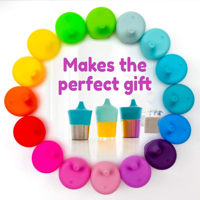 [Australia] - Sippy Cup Lids by Healthy Sprouts - (5 Pack) – Spill Proof Silicone Sippy Lids That Fit Any Cup - Great for Toddlers, Infants, Babies (Red, Blue, Yellow) Red, Blue, Yellow 