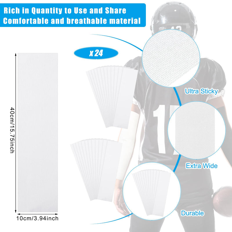 24 Pcs Athletic Turf Tape Easy to Apply Athletic Tape Football Turf Tape Easy Tear No Sticky Residue Tape for Athlete, Sport Trainers, 15.75 x 3.94 Inches (White) White