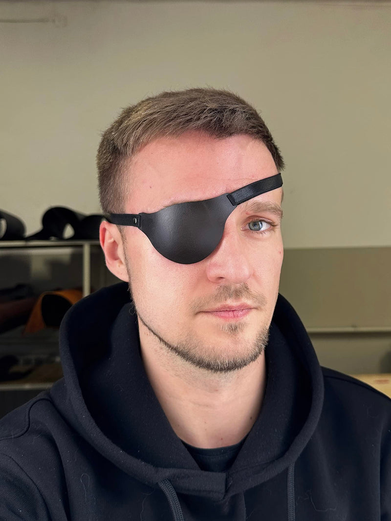 Leather Eye Patch, Eye Patch, Man Eye Patch, Woman Eye Patch, Slim Eye Patch, Eye patch (Black) Black