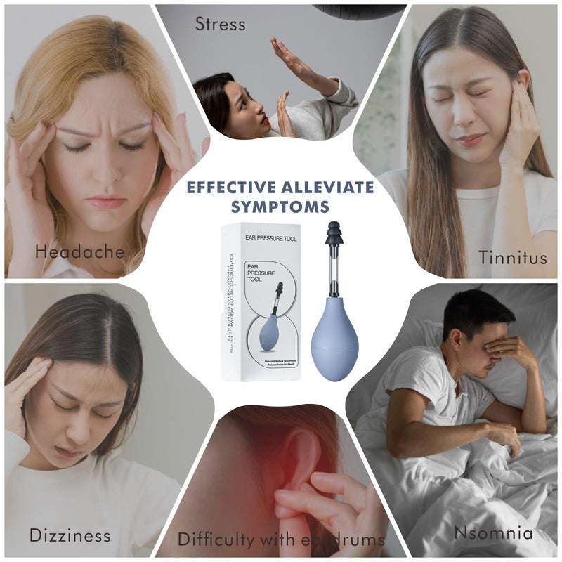 [Australia] - Ear Pressure Relief Suction Device, Migraine Ear Pressure Relief Products, Airplane Ear Tinnitus Relief Through Inner Ear Pressure Balance, Reduces Tension with 3 Sizes Earplugs Grey 