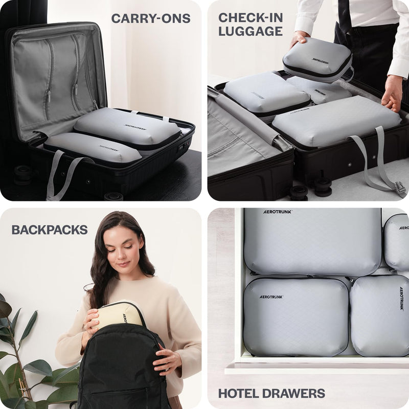 Ultralight Compression Packing Cubes for Travel, 3-Pack, Mocha | Pack 2x more clothes, Maximize luggage space, YKK Compression zippers, Stay organized, Ultralight travel organizer bags