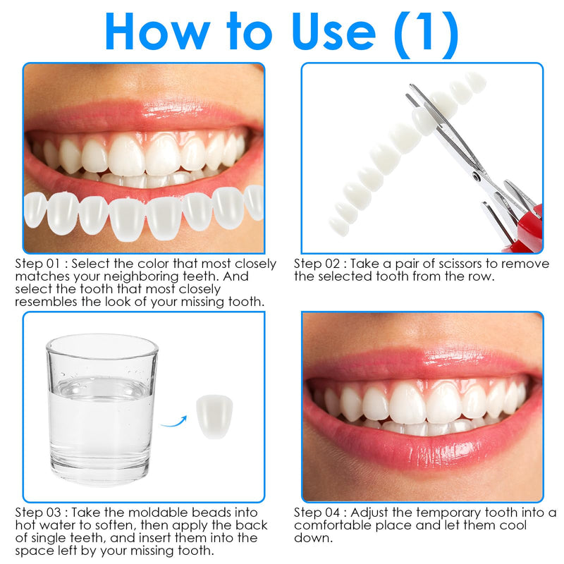 [Australia] - Tooth Repair Kit, Temporary Natural Shade for Filling The Gap, Moldable Thermal Beads Replacement Kit, Replace The Missing or Broken Tooth, Fake Teeth Replacement Kits - 6PCS (White & Khaki) 