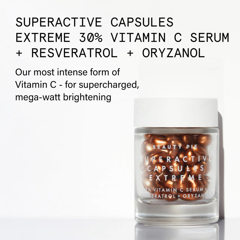 Beauty Pie Extreme 30% Vitamin C Capsules | Brightening Antioxidant | Vitamin C Skincare | 30% Vitamin C Brightening Power | Formulated For Brighter More Even Looking Skin Vit C Serum + Resveratrol & Oryzanol