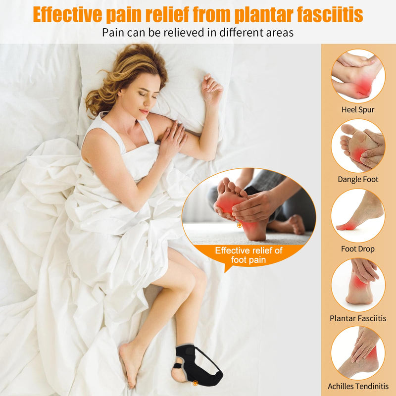 [Australia] - Plantar Fasciitis Night Splint Sock Upgraded Plantar Fasciitis Brace for Women Men with Arch Support for Achilles Tendonitis Foot Drop Heel Spur Pain Relief Black (Medium) Medium 