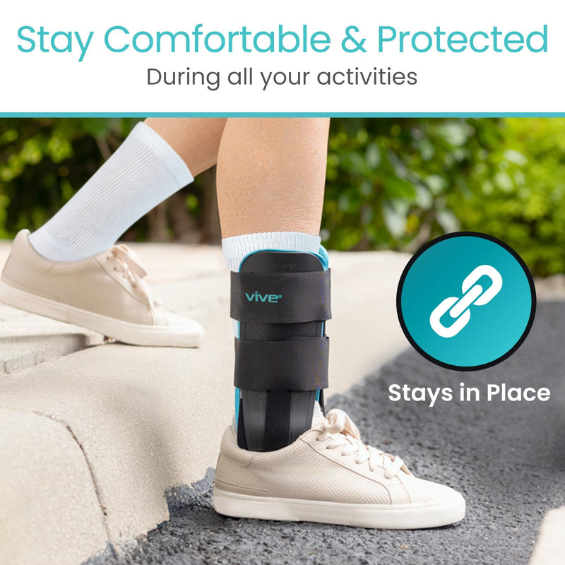 [Australia] - Vive Ankle Stirrup Brace - Air Gel Stabilizer for Ankle Sprain, Tendonitis Support for Men & Women - Right & Left Foot -Achilles Tendon Compression Relief -Fracture Treatment - Hot & Cold Therapy One Size 