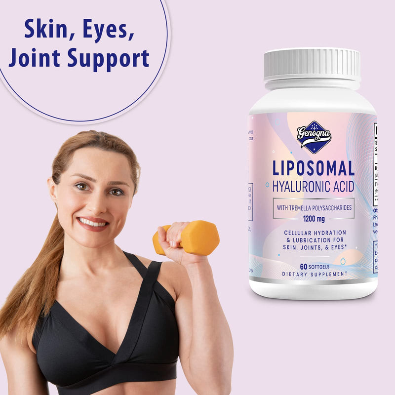 [Australia] - Liposomal Hyaluronic Acid Supplements 1000mg-High Bioavailable Dietary Hyaluronic Acid Capsules with Tremella Polysaccharides,Double Strength Skin Hydration,Joint Lubrication,1Pack 60 Count (Pack of 1) 