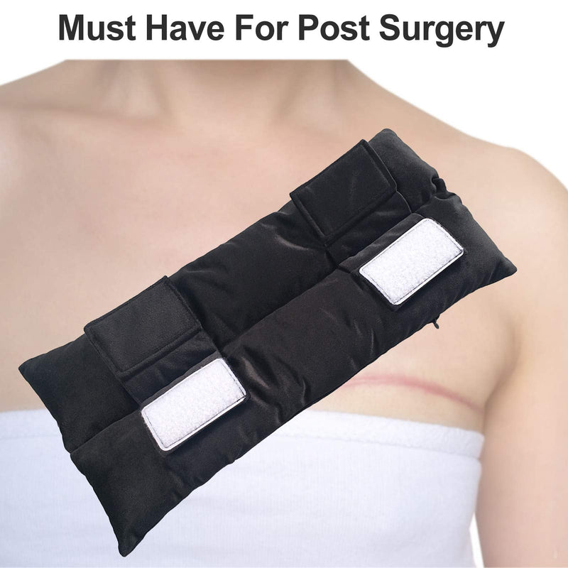 [Australia] - Mastectomy Pillow Post Heart Surgery Seatbelt Pillows Chemo Port Hysterectomy Recovery Post Op Super Soft for Breast Cancer Gifts Patients Women Black 