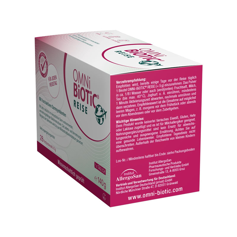 [Australia] - OMNi BiOTiC Travel | 28 servings (140g) | 10 bacterial strains | 5 billion germs per daily dose | powder | Vegan | Gluten free | Lactose free | For daily use Tasteless 28 portions (pack of 1) 