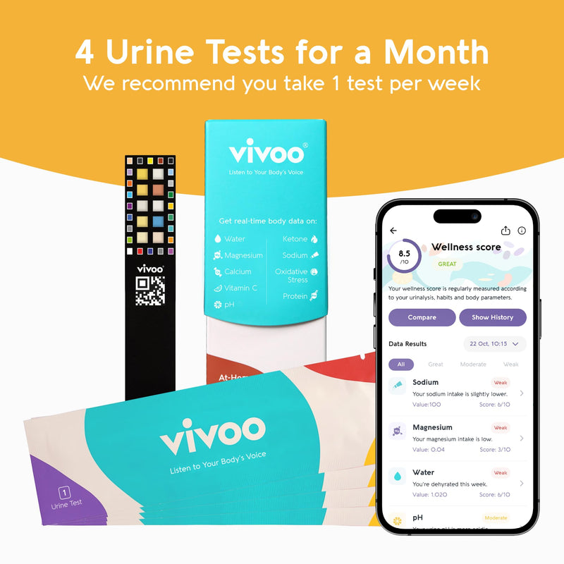 Vivoo | The #1 Urine Test Strips & Keto Strips with App | Advanced Home Tracking for Nutrition, Ketones, Hydration, pH, and More | 3 Month / 12 Tests 1 Count (Pack of 12)