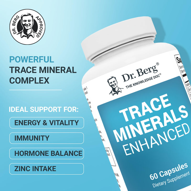 Dr. Berg Trace Minerals Enhanced Complex - Complete with 70+ Minerals Including 10 mg of Zinc - Dietary Supplement - 60 Capsules 60 Count (Pack of 1)
