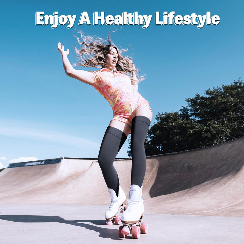 [Australia] - 20-30 mmHg Compression Stockings for Women & Men,Thigh High Medical Compression Socks,Support Graduated Compression Hose Sock for Treatment Varicose Veins Swelling-Closed Toe/Open Toe/Footless Large Open Toe-Black 